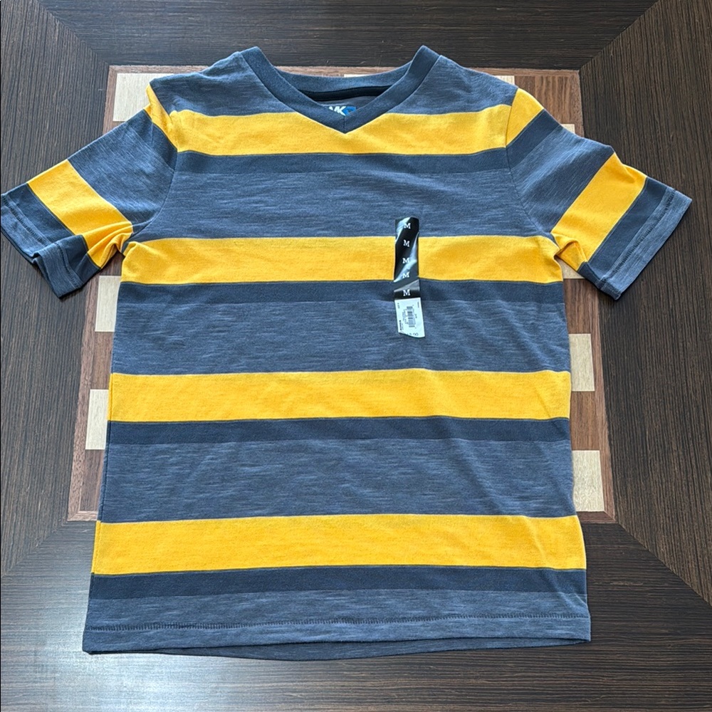 Tony Hawk boys short sleeve t-shirt yellow gray striped size M.
